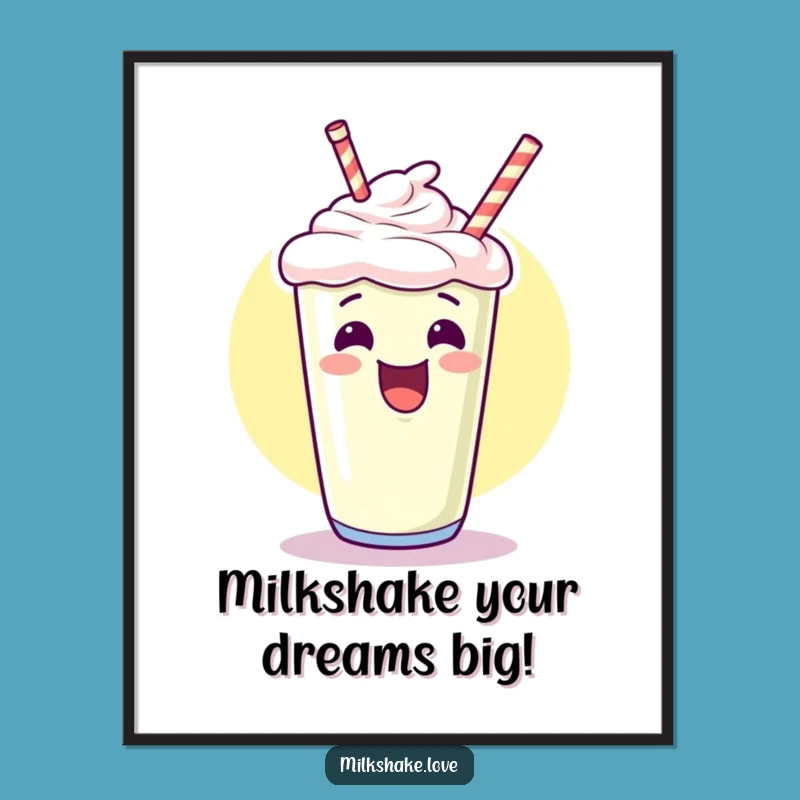 Free Printable Giggling Milkshake Wall Art - Funny Kawaii Downloadable Decor for Happy Spaces