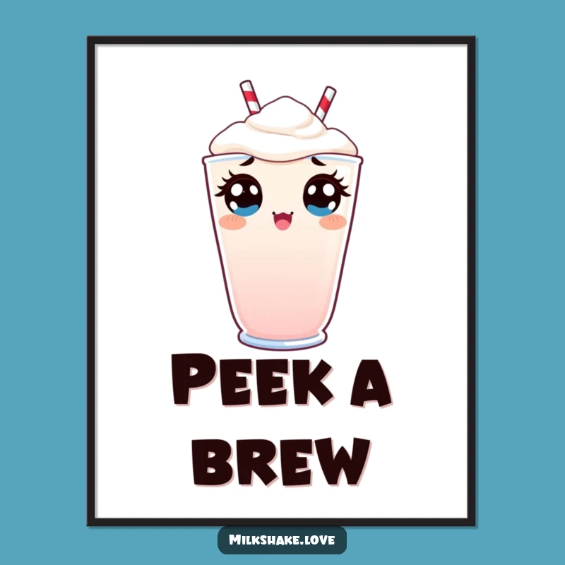 Free Printable Kawaii Milkshake Peek-a-Boo Art: Quirky Downloadable Decor