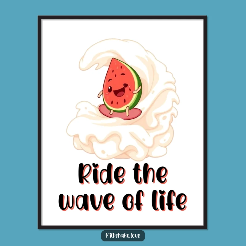 Funny Free Printable Wall Art: Watermelon Surfer - Tropical Vibes!
