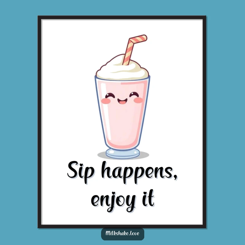 Funny Free Printable Wall Art: Happy Wiggling Milkshake Straw