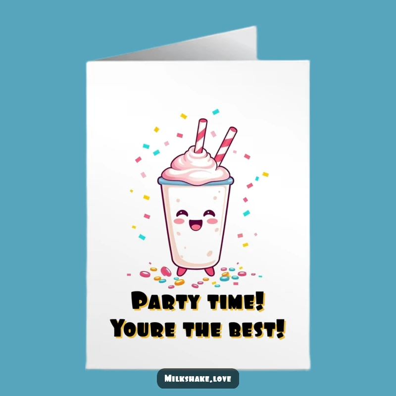 Free Printable Birthday Card: Confetti Milkshake Cup! Funny Downloadable Gift!