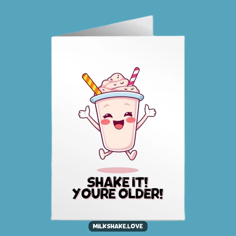 Free Printable Birthday Card: Funny Milkshake Cup Leap Downloadable Gift!