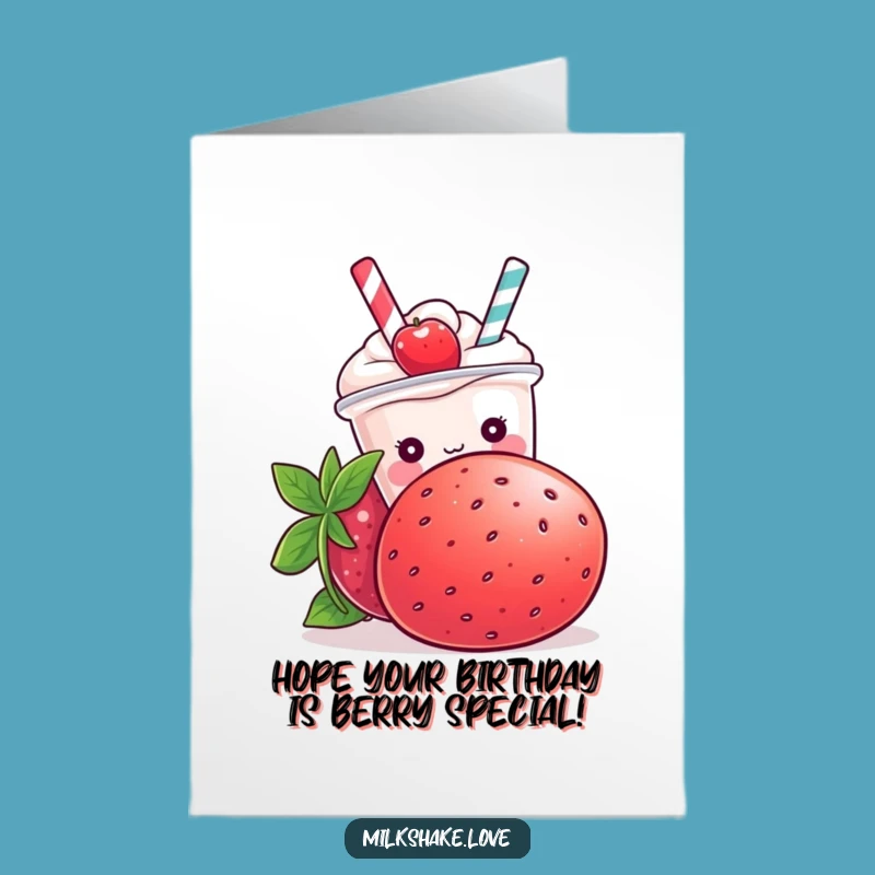 Free Printable Birthday Card: Shy Kawaii Milkshake Hiding, Funny Gift