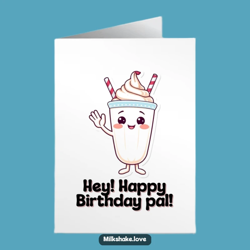 Free Printable Birthday Card: Waving Milkshake, Friendly Funny Gift, Downloadable Cheer
