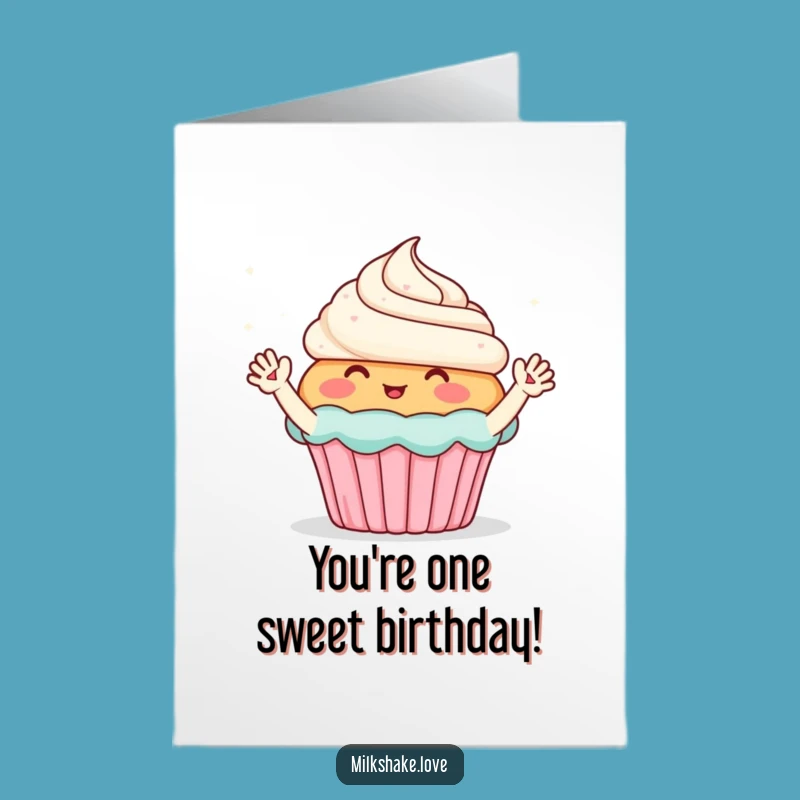 Free Printable Blushing Cupcake Birthday Card for a Sparkly Celebration