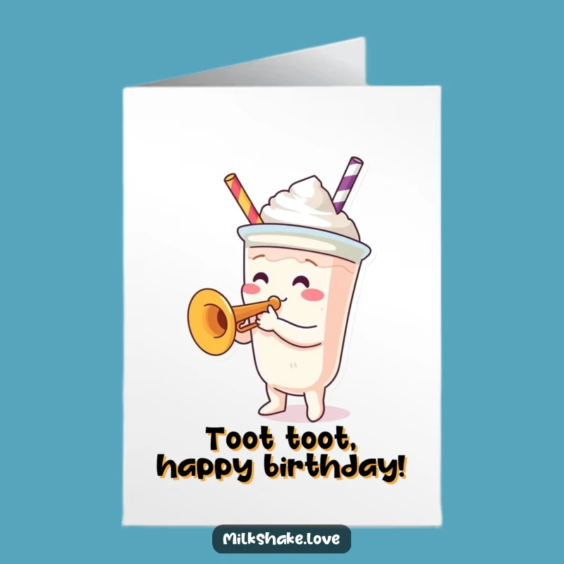 Free Printable Trumpet Milkshake Birthday Card - Funny Downloadable Gift for Music Lovers