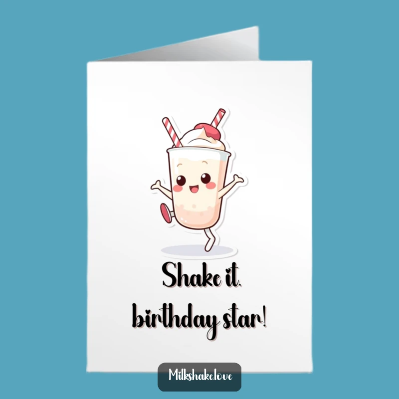 Funny Kawaii Milkshake Cartwheel Free Printable Birthday Card - Hilarious Downloadable Gift