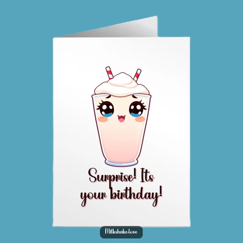 Free Printable Kawaii Milkshake Surprise Birthday Card: Funny Downloadable Gift