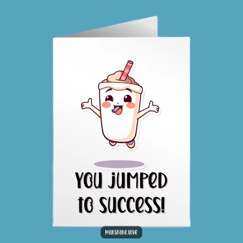 Free Printable Congrats Card: Jumping Milkshake Celebration Funny Downloadable Gift