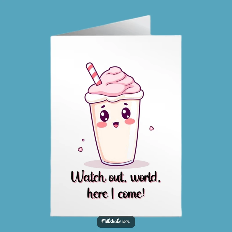 Free Printable Congratulations Card: Shocked Kawaii Milkshake 'You Did It' Downloadable Gift
