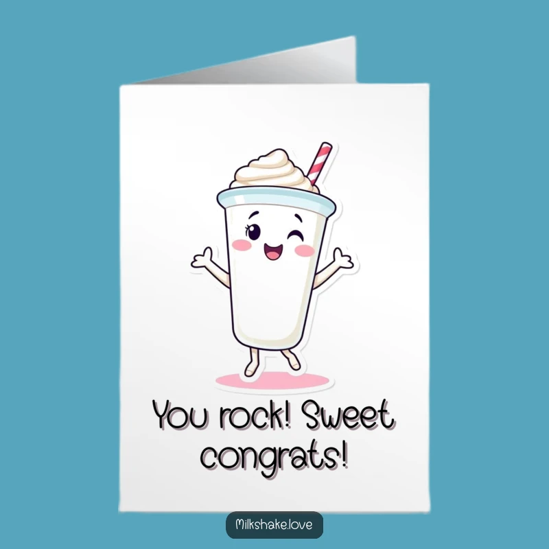 Free Printable Dancing Milkshake Congrats Card: Cheerful Downloadable Gift