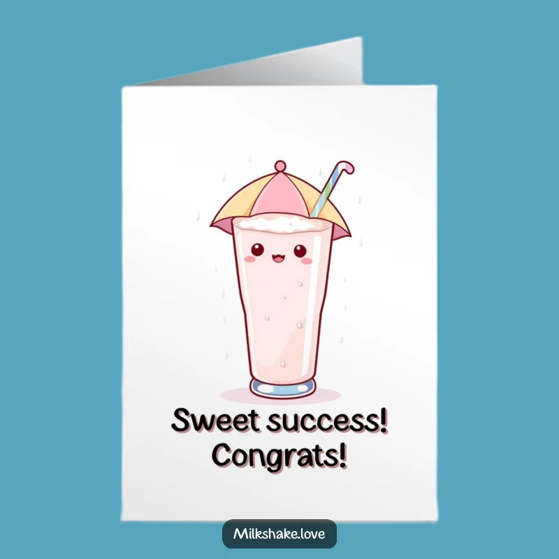 Free Printable Kawaii Milkshake Congrats Card: Funny Downloadable Gift
