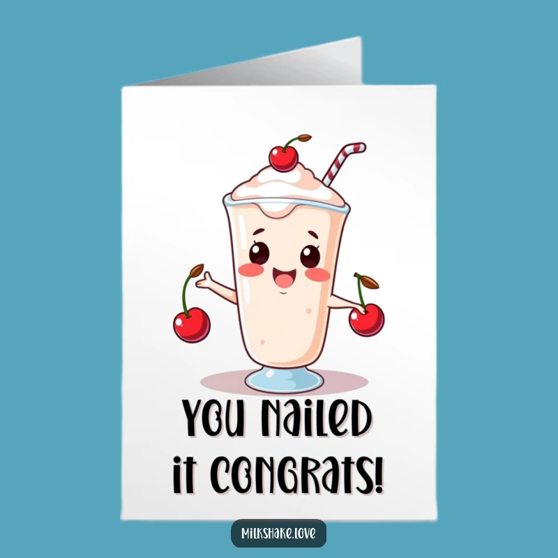Free Printable Kawaii Milkshake Congrats Card: Funny Downloadable Gift