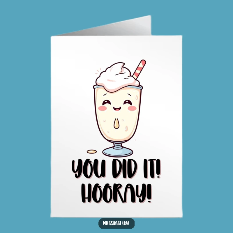 Free Printable Kawaii Milkshake Congrats Card: Giggle Spill Downloadable for Any Occasion