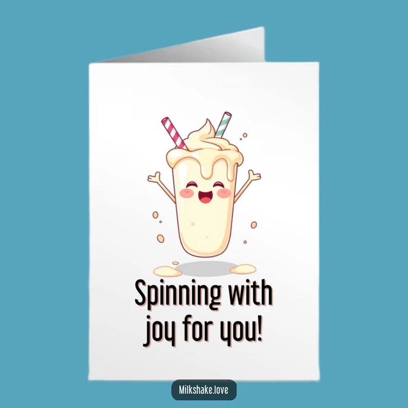 Free Printable Spinning Milkshake Congratulations Card: Funny Downloadable Gift For Big Wins
