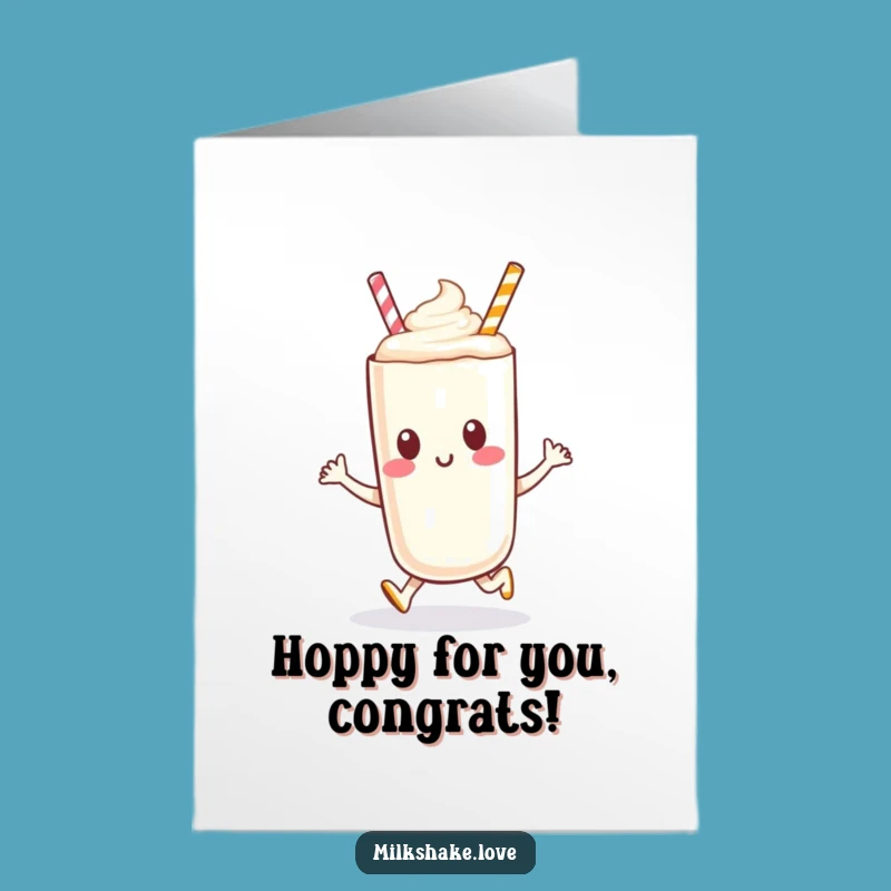Free Printable Congrats Card: Hopping Milkshake Victory Downloadable