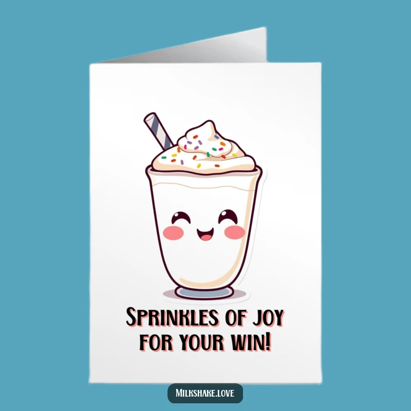 Free Printable Congrats Card: Funny Face Milkshake Celebration, Downloadable