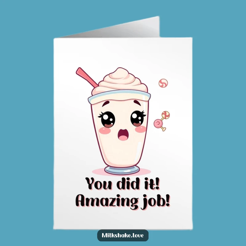 Free Printable Congrats Card: Shocked Milkshake, Funny Downloadable Gift for Any Occasion