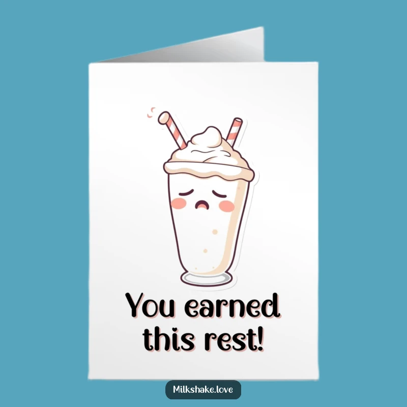 Free Printable Congrats Card: Sleepy Milkshake, Funny Downloadable Gift for Relaxing