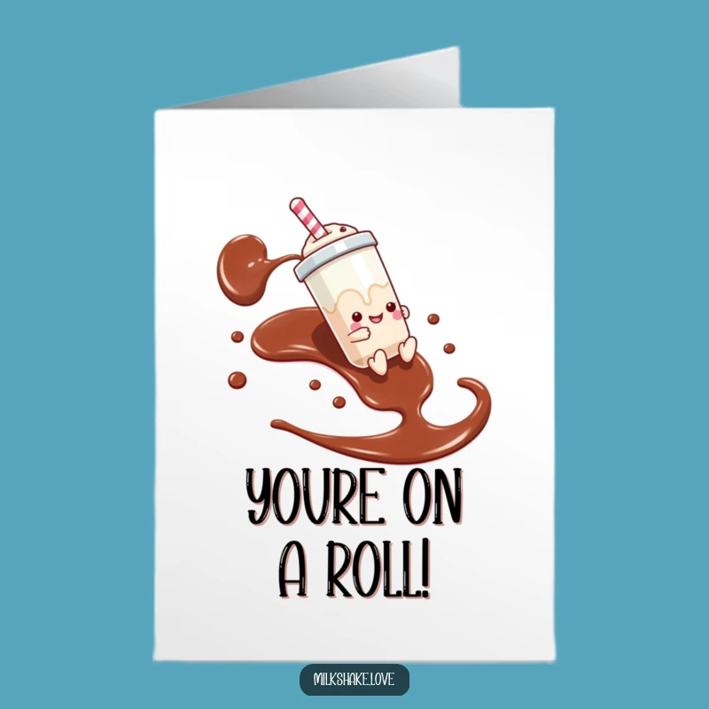 Free Printable Sliding Milkshake Congrats Card: Sweet Triumph Humor Downloadable Gift