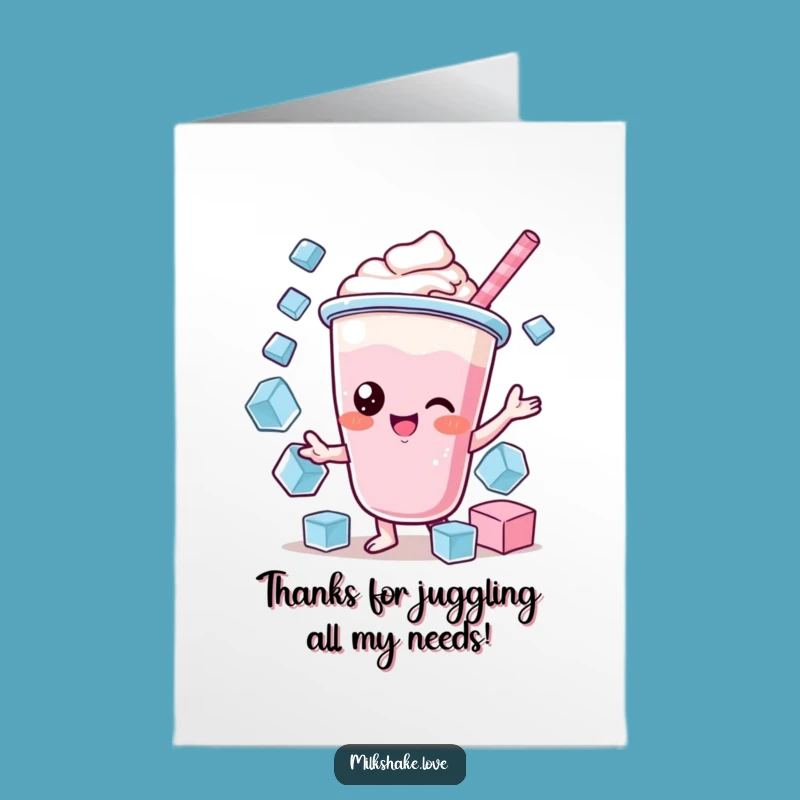 Clever Free Printable Thank You Card: Juggling Kawaii Milkshake Thanks Downloadable Gift