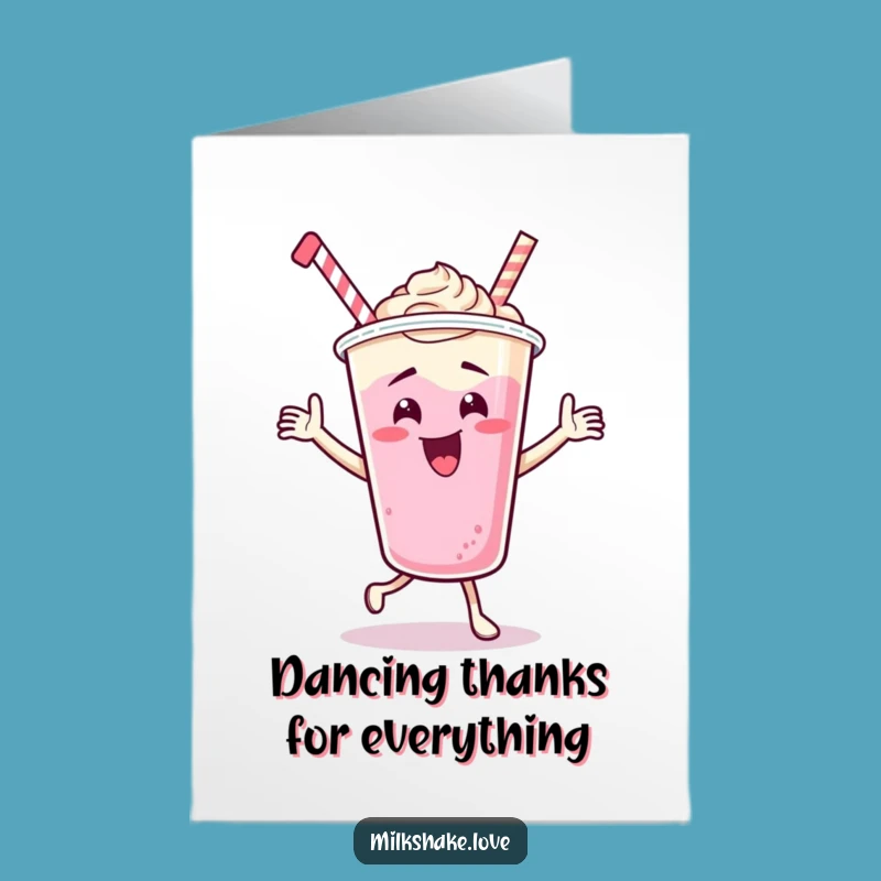 Free Printable Thank You Card: Dancing Milkshake Cup! Funny Downloadable Gift!