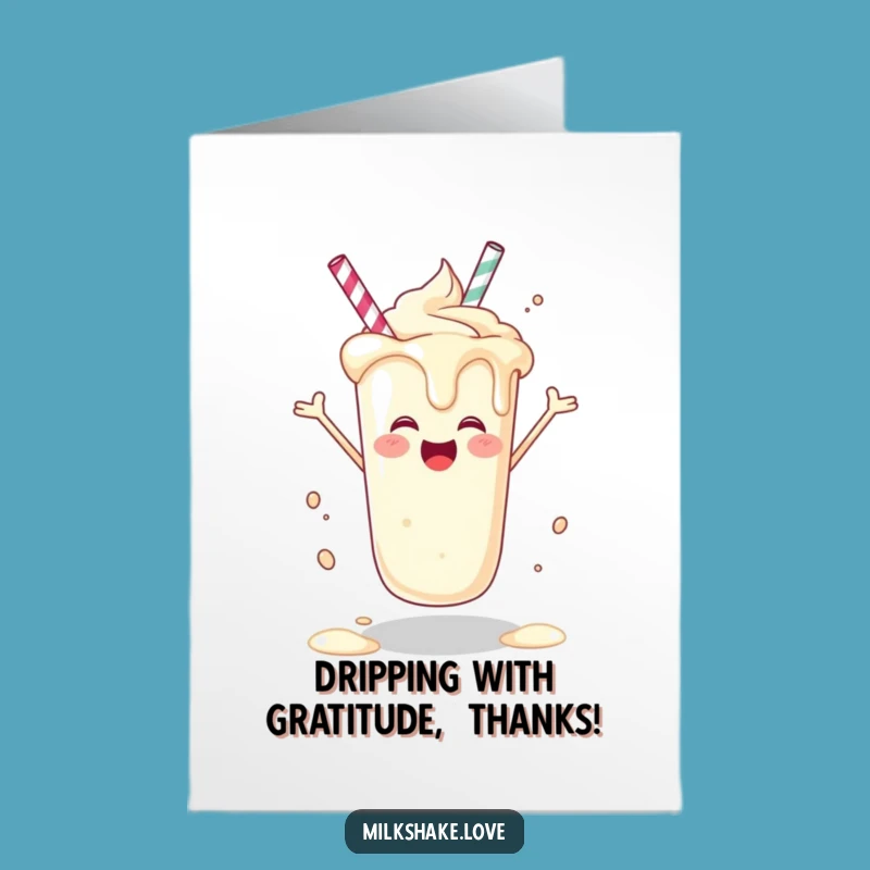 Free Printable Spinning Milkshake Thank You Card: Funny Downloadable Gift For Sweet Thanks