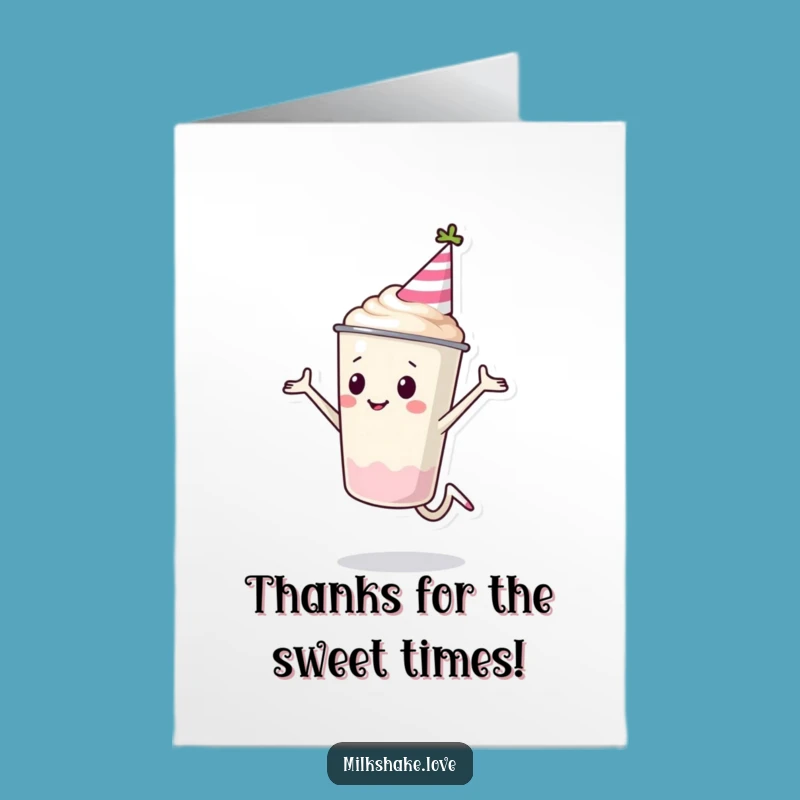 Free Printable Cartwheeling Milkshake Thank You Card: Energetic Downloadable Gift