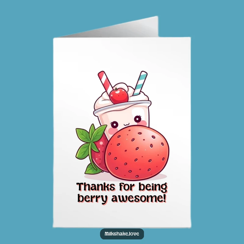 Free Printable Thank You Card: Bashful Kawaii Milkshake Gratitude, Downloadable