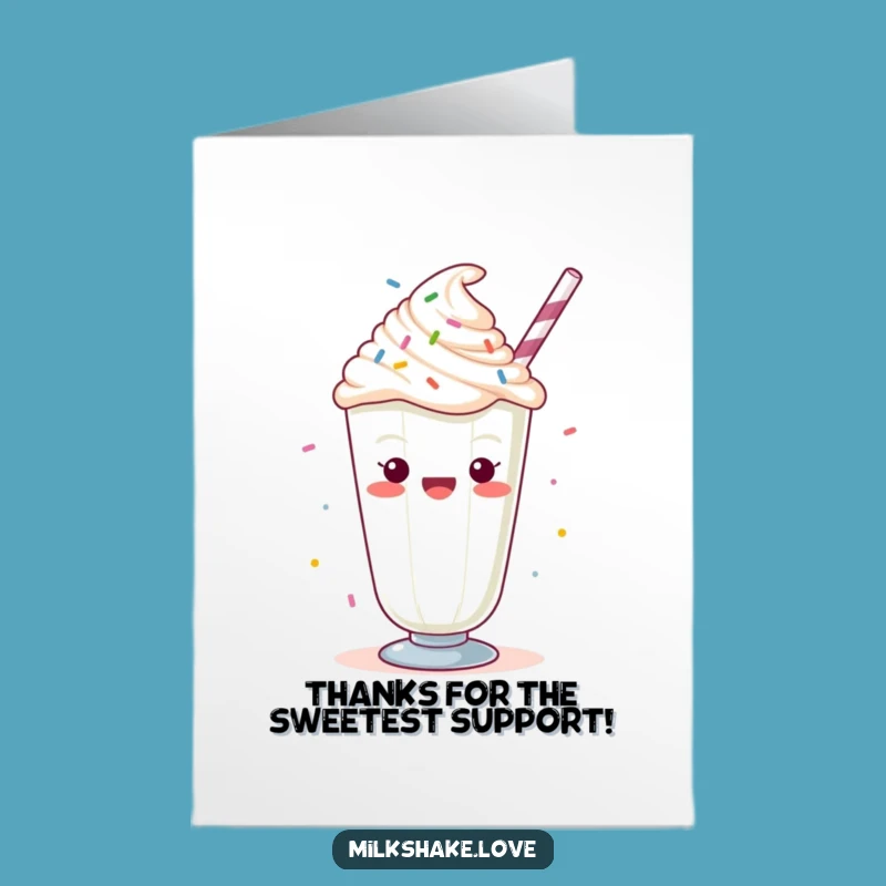 Free Printable Thank You Card: Funny Kawaii Milkshake Cheering, Sprinkled Gratitude