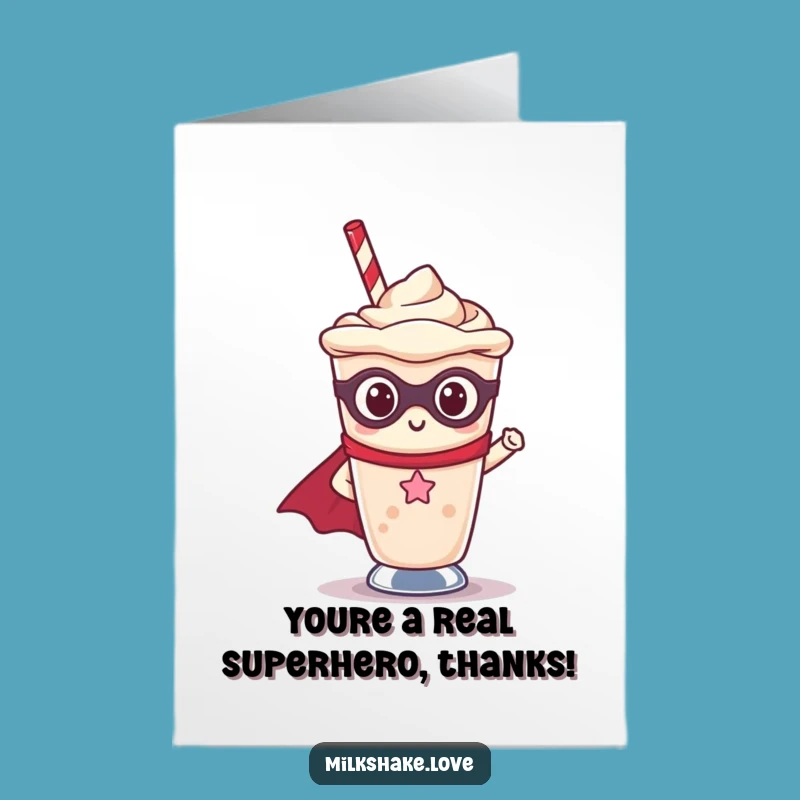 Free Printable Thank You Card: Kawaii Milkshake Superhero Expressing Gratitude