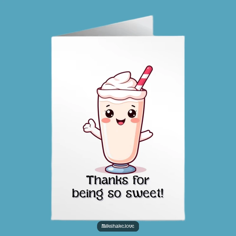 Free Printable Thank You Card: Smiling Milkshake Gratitude for a Sweet Downloadable Gift
