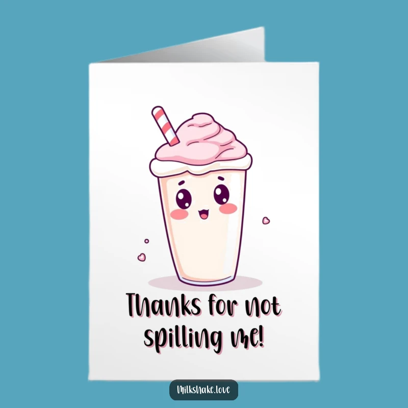 Funny Free Printable Thank You Card: Bewildered Kawaii Milkshake Gratefulness Downloadable Gift