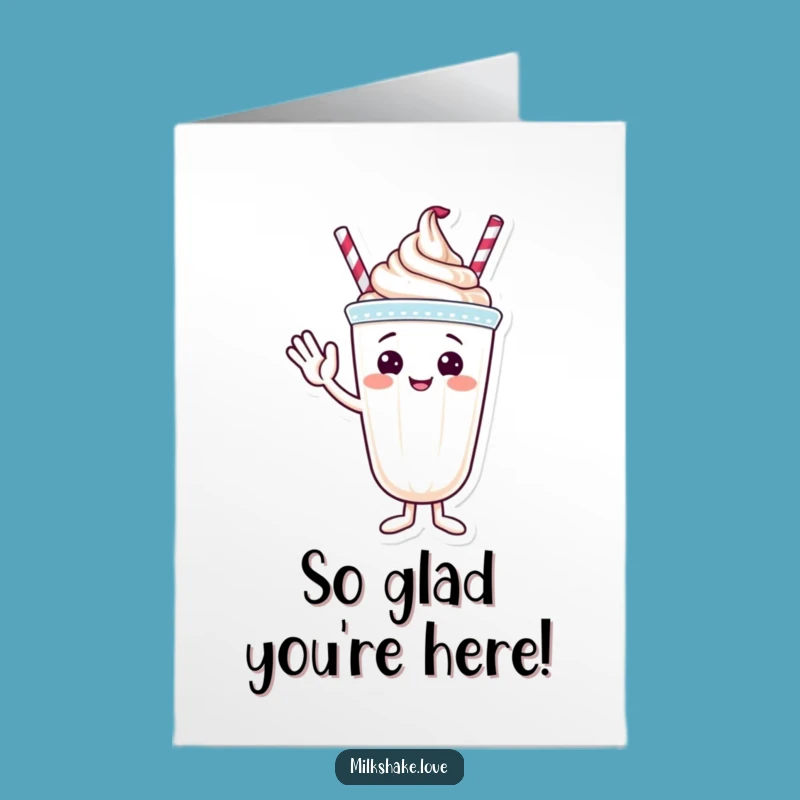 Free Printable Thank You Card: Waving Milkshake, Friendly Funny Downloadable Gift