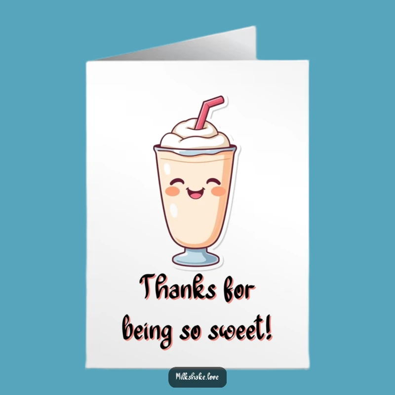 Free Printable Thank You Card: Winking Milkshake Gratitude Downloadable