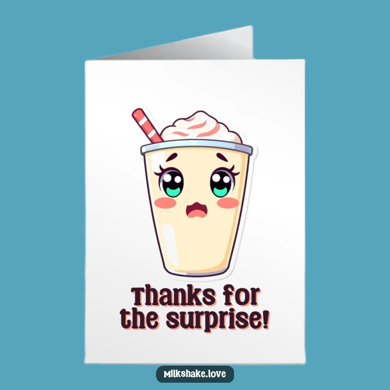 Free Printable Surprised Milkshake Thank You Card - Funny Downloadable Shock Gratitude