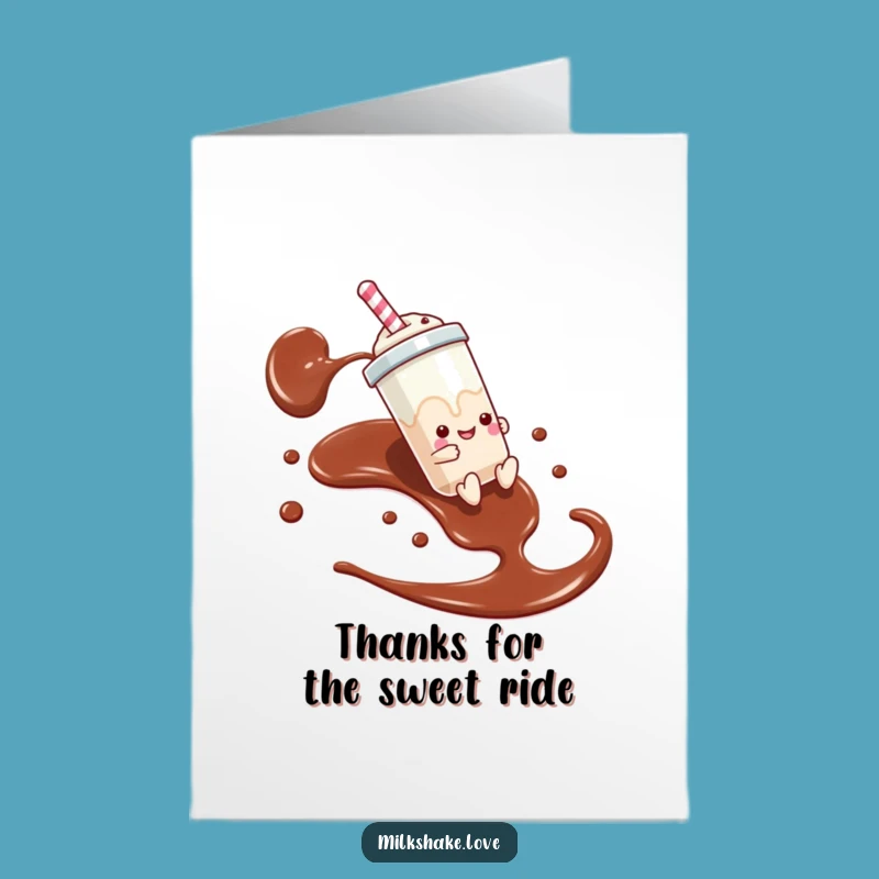Free Printable Sliding Milkshake Thank You Card: Sweet Journey Humor Downloadable Gift