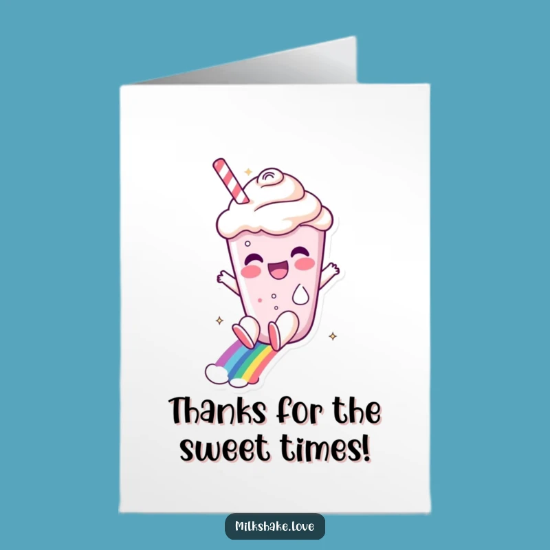 Free Printable Thank You Card: Funny Milkshake Rainbow Gratitude Downloadable