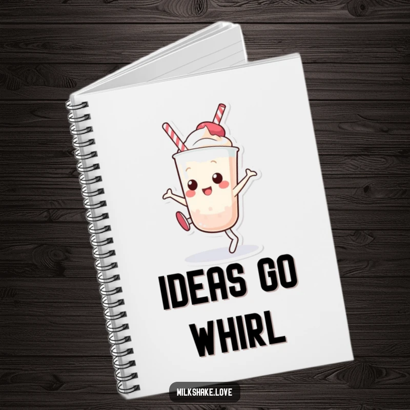 Funny Kawaii Milkshake Notebook: A lined notebook with a cute cartoon milkshake character doing a cartwheel, inspiring fun note-taking.