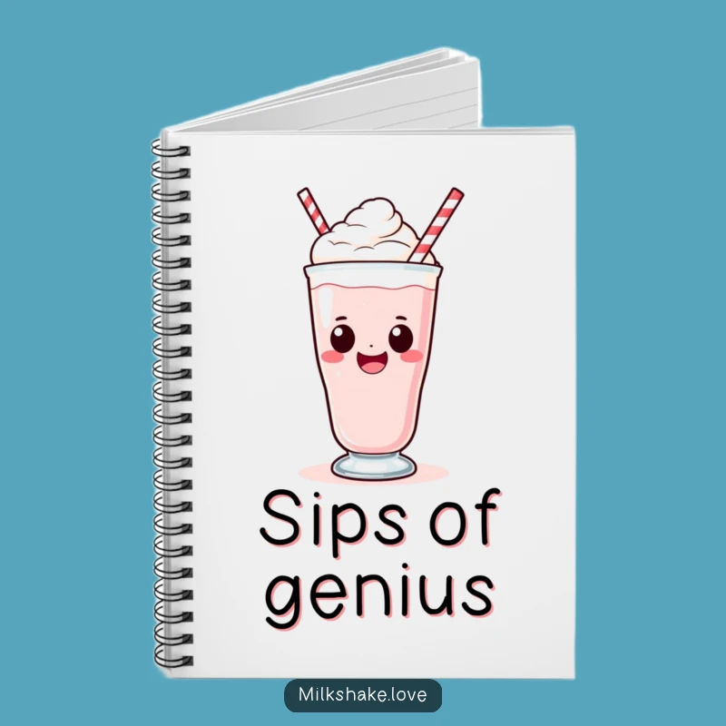 Funny Kawaii Milkshake Sip Notebook - Jot Down Happy Thoughts