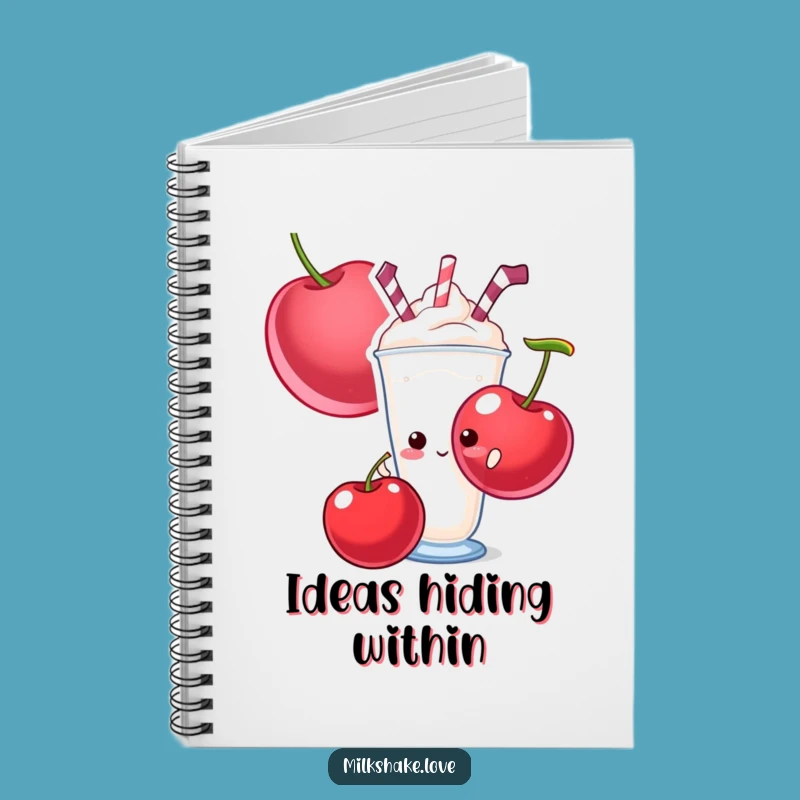 Funny Shy Milkshake Notebook - Giant Cherry Journal for Sweet Thoughts