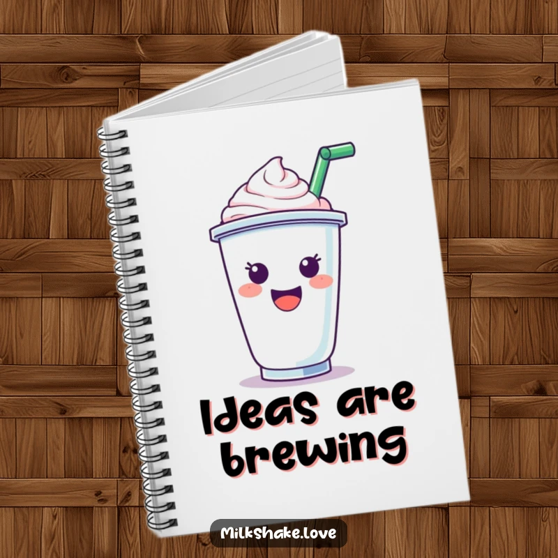 Funny Notebook: A vibrant cover featuring a happy milkshake cup character cheering, ready to jot down all your brilliant ideas.