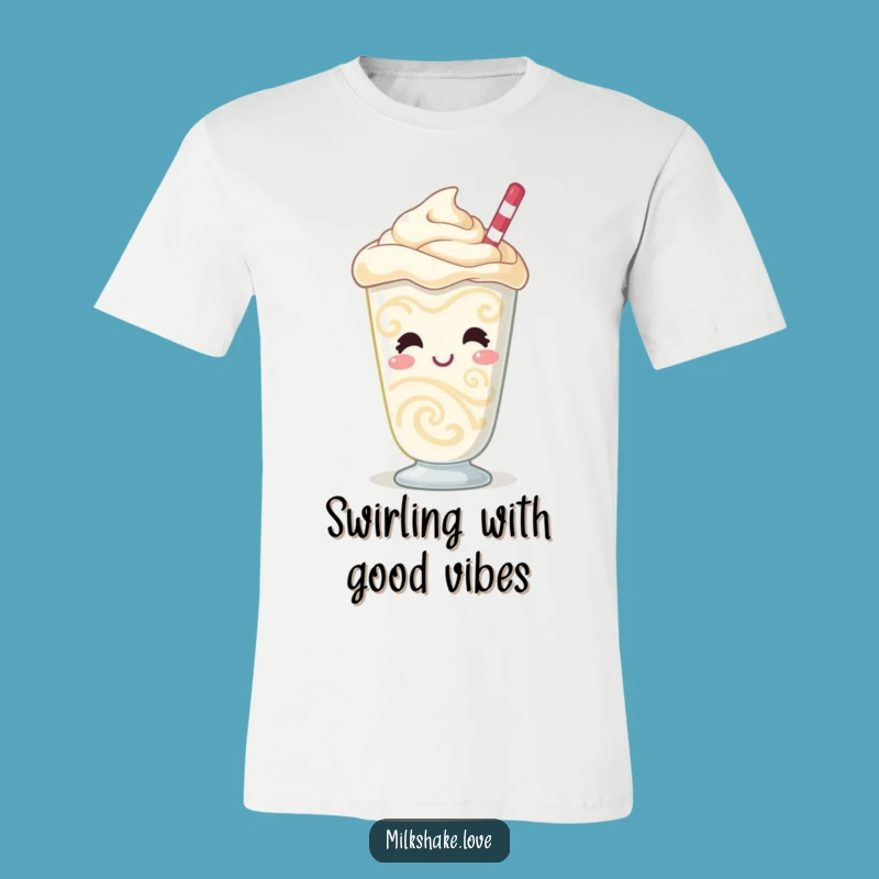 Funny Giggling Milkshake T-Shirt: Bubbly Character, Swirling Patterns, Fun Tee Gift