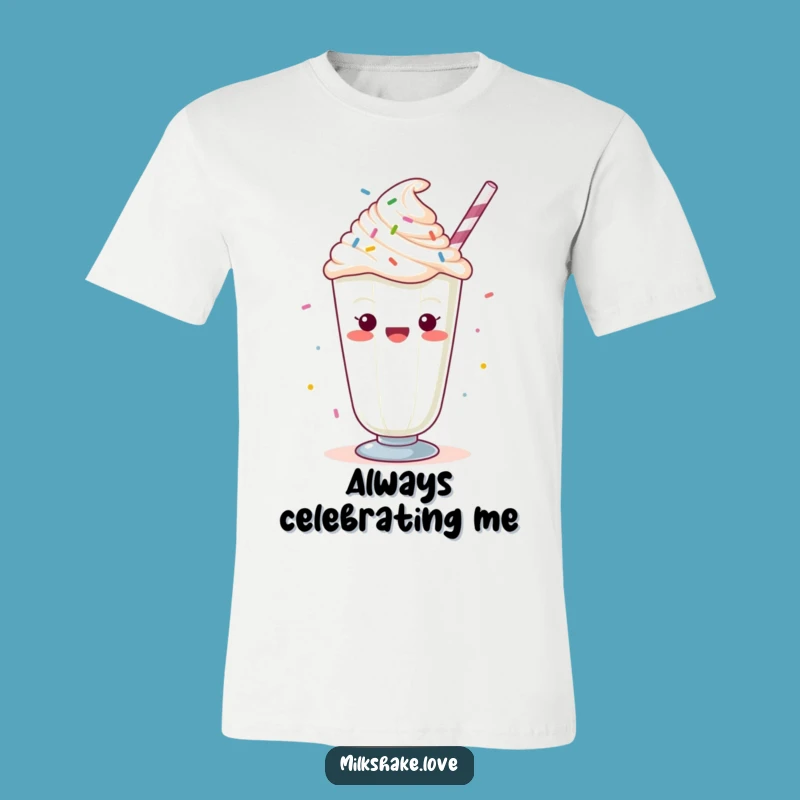 Funny Kawaii Milkshake T-Shirt: Cheering Sprinkles Tee, Sweet Party Drink Gift