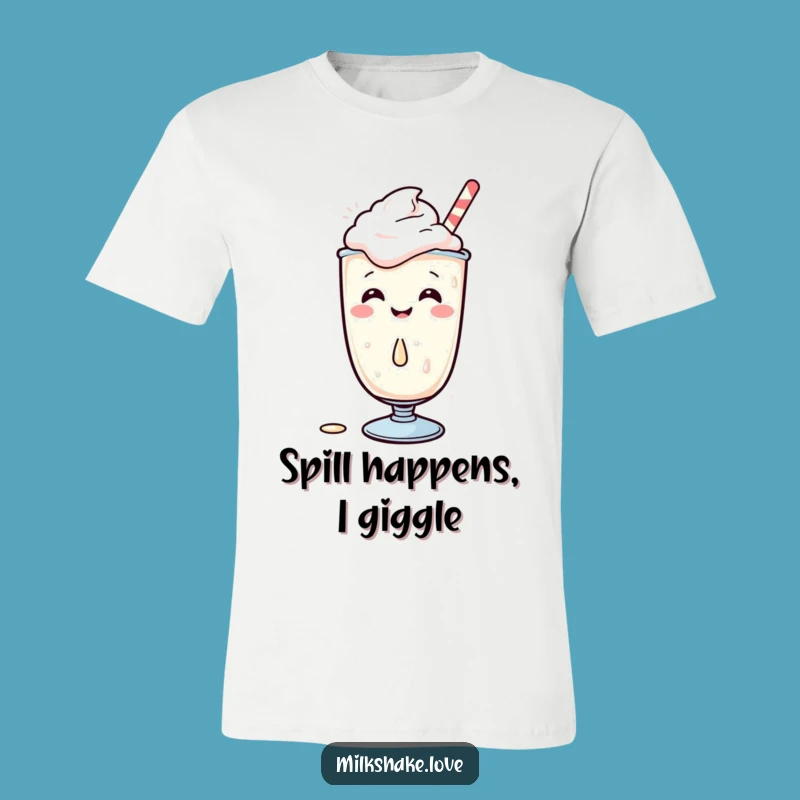 Funny Kawaii Milkshake T-Shirt: Giggling Cartoon Spill, Adorable & Comfy Tee Gift