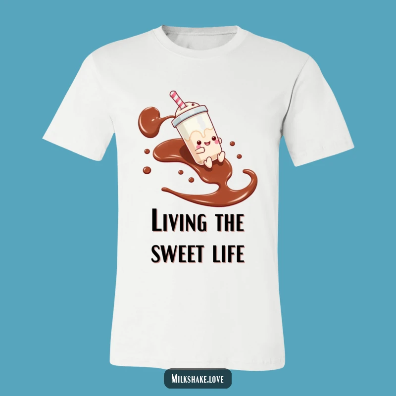 Funny Milkshake Slide T-Shirt - Chocolate Syrup Adventure Tee