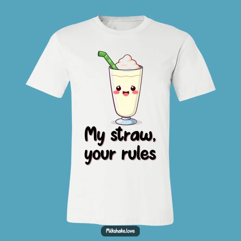 Funny Kawaii Milkshake Straw T-Shirt - Enthusiastic Drink Tee