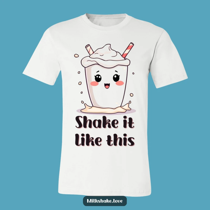 Playful Milkshake Splash T-Shirt - Fun Kawaii Character!