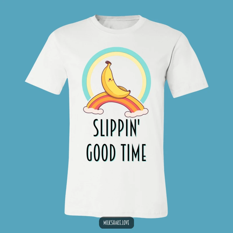Funny Banana Rainbow Slide T-Shirt: Wearable Comedy for a Cheerful Day Out