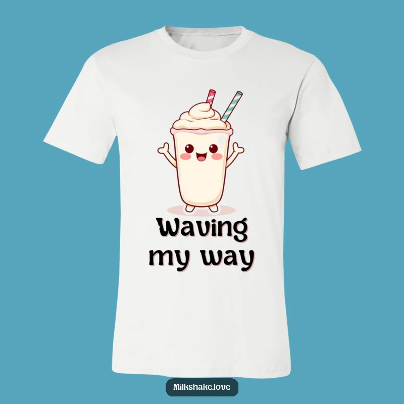 Funny Kawaii Milkshake Wave Tee: Wear Your Friendly Greeting with Style